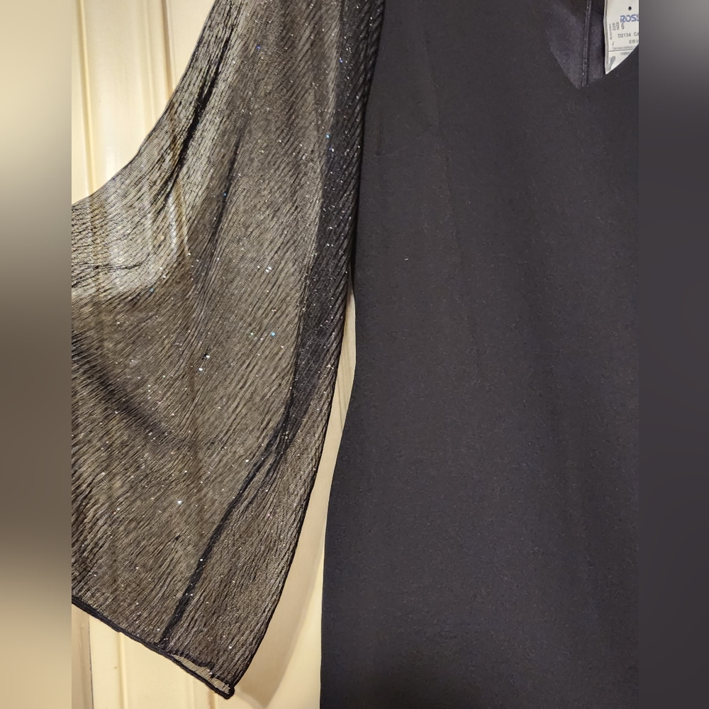 Black Sheath Dress with Glitter Angel Wing Sleeves Size 6 NWT Alexa B Nites